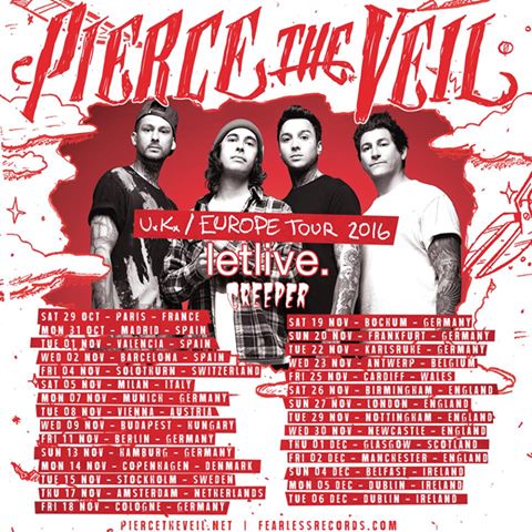 pierce the veil tour list
